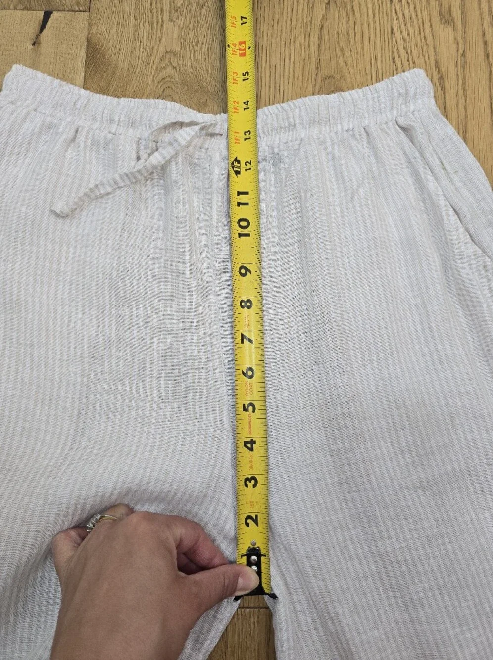 Mango Linen Blend Tan and White Stripped Cropped Linen Pant Size 2